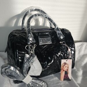 Paris Hilton Glossy Black Satchel
